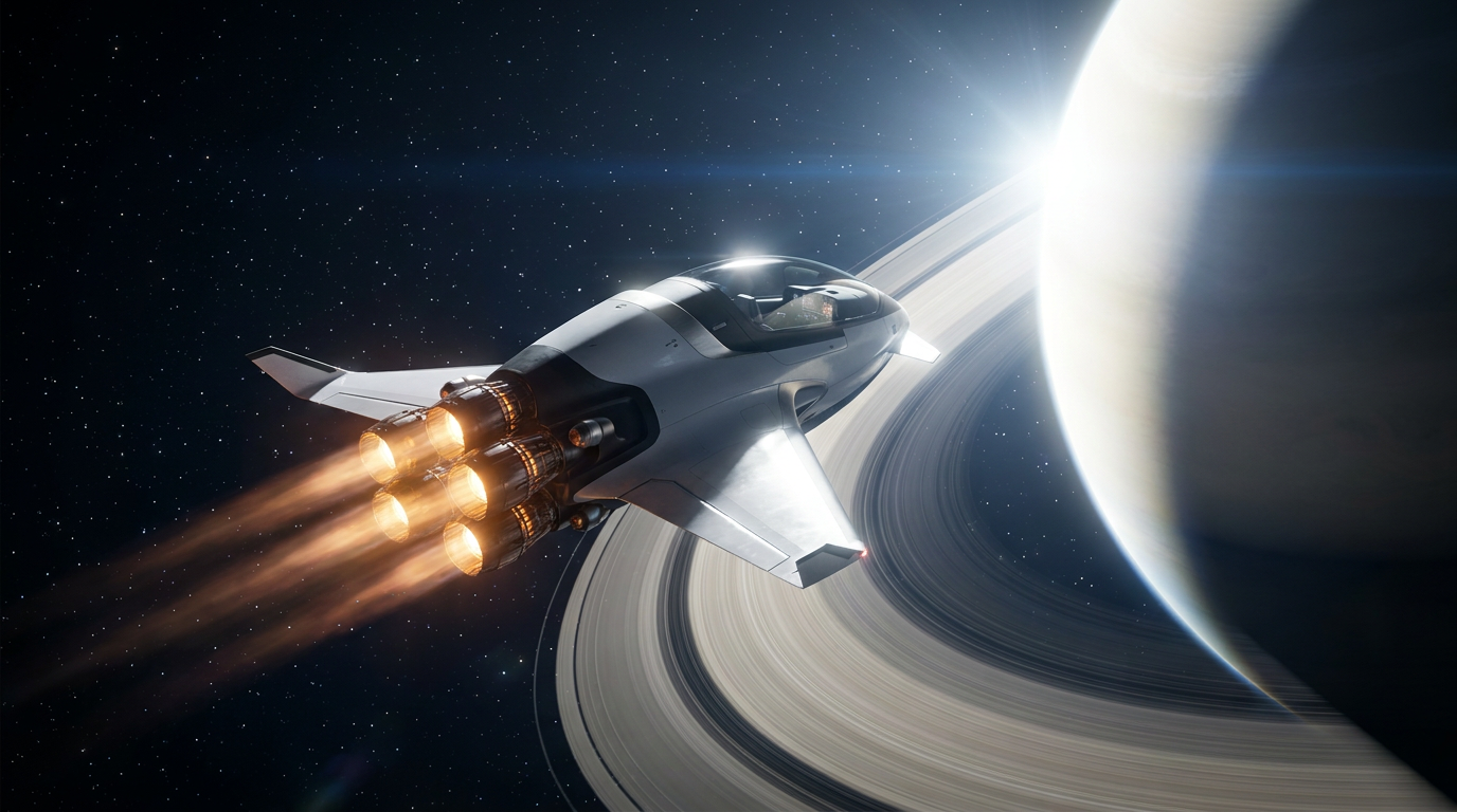 Rockez-Raumschiff auf dem Weg zu einem Planeten