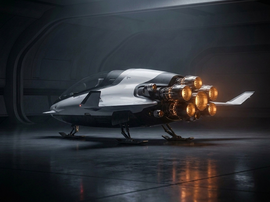 Heck des Rockez Nova GT mit Twin-Triebwerk